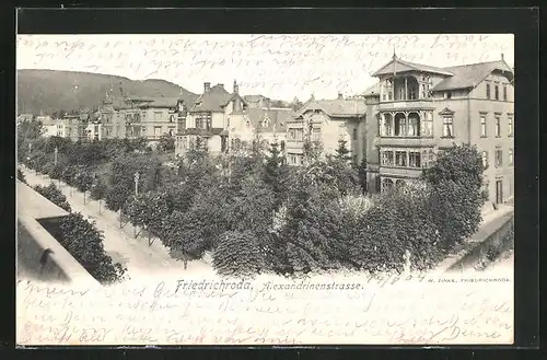 AK Friedrichroda, Blick auf die Alexandrinenstrasse