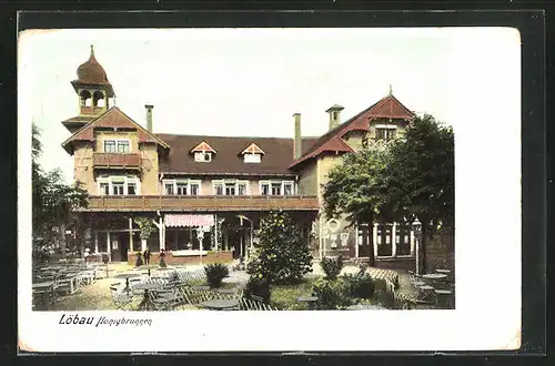 AK Löbau, Blick auf das Hotel und Restaurant Honigbrunnen