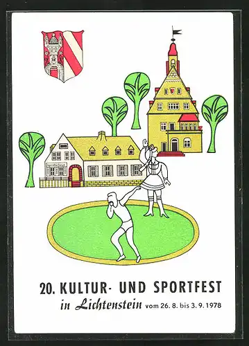 AK Lichtenstein, 20. Kultur- und Sportfest 1978, Kugelwerfer und Jugendherberge