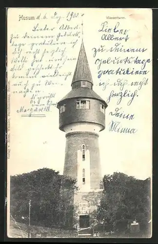 AK Husum, Blick auf den Wasserturm