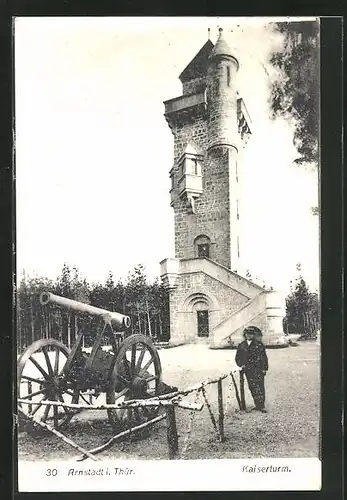 AK Arnstadt i. Thür., Kanone vor dem Kaiserturm