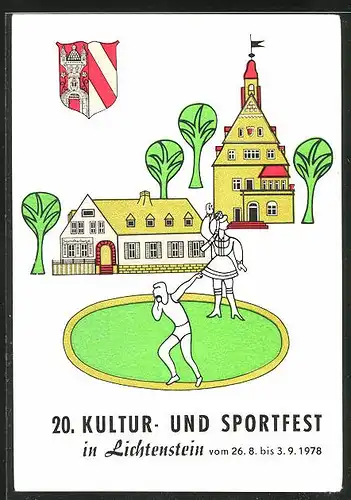 AK Lichtenstein, 20. Kultur- und Sportfest 1978, Kugelstosser und Jugendherberge