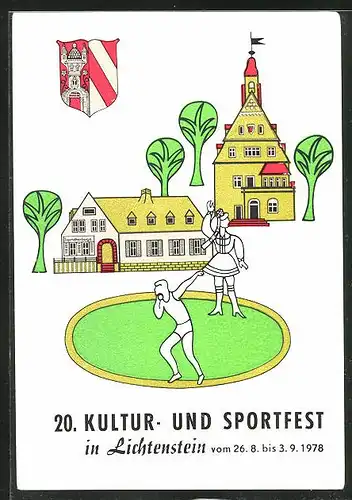 AK Lichtenstein, 20. Kultur- und Sportfest 1978, Jugendherberge und Kugelstosser