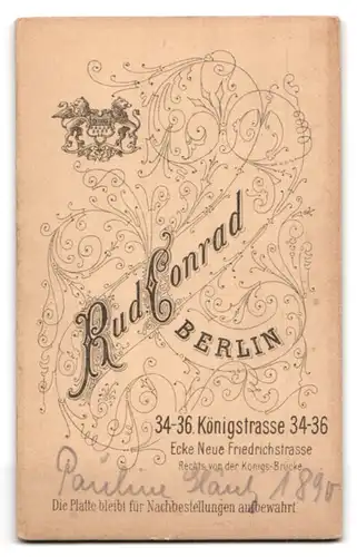 Fotografie Rud. Conrad, Berlin-C, König-Strasse 34-36, Portrait ältere Dame mit Hochsteckfrisur