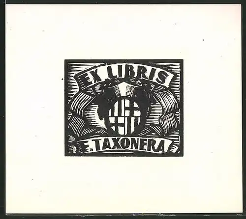 Exlibris F. Taxonera, Wappen mit Krone