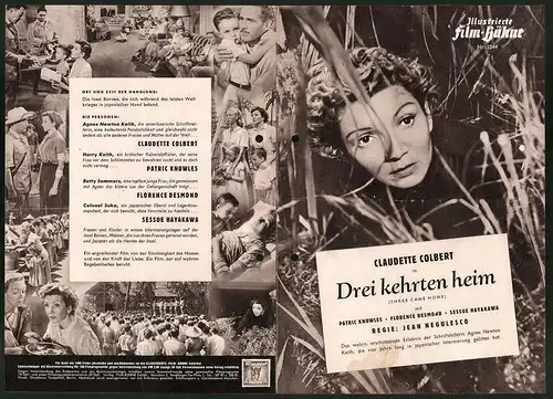 Filmprogramm IFB Nr. 1044, Drei kehrten heim, Claudette Colbert, Patric Knowles, Florence Desmond, Regie Jean Negulesco