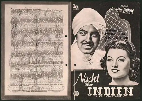 Filmprogramm IFB Nr. 345, Nacht über Indien, Myrna Loy, Tyrone Power, George Brent, Regie Clarence Brown