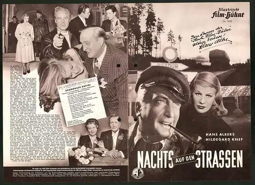 Filmprogramm IFB Nr. 1418, Nachts auf den Strassen, Hans Albers, Lucie Mannheim, Regie Rudolf Jugert