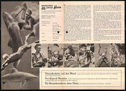 Filmprogramm IFB Nr. 566, Menschen unter Haien, Alfred von Wurzian, Alfons Hochhauser, Produktion Hans Hass