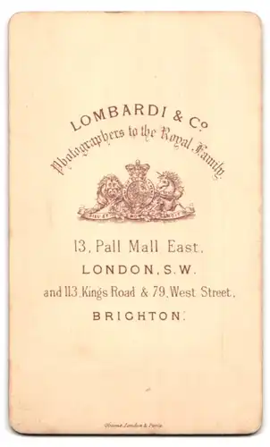 Fotografie Lombardi & Co., London, 13 Pall Mall East, Portrait Herr im Anzug mit Walross-Bart