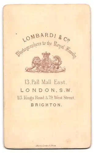 Fotografie Lombardi & Co., London, 13 Pall Mall East, Portrait lGentleman mit Backenbart