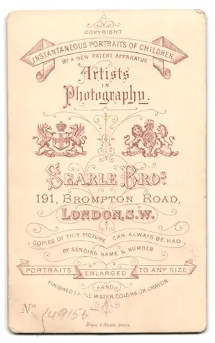 Fotografie Searle Bros., London, 191 Brompton Road, Portrait Gentleman im Anzug mit Vollbart