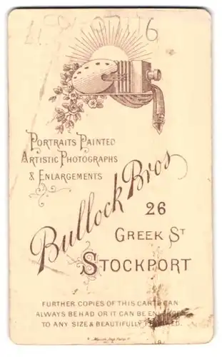 Fotografie Bullock Bros., Stockport, 26 Greek St., Plattenkamera mit Farbpalette