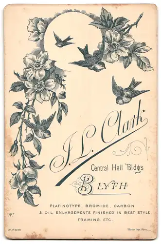 Fotografie J. L. Clark, Blyth, Central Hall Bldgs., Portrait älterer Herr im Tweed Anzug mit Vollbart