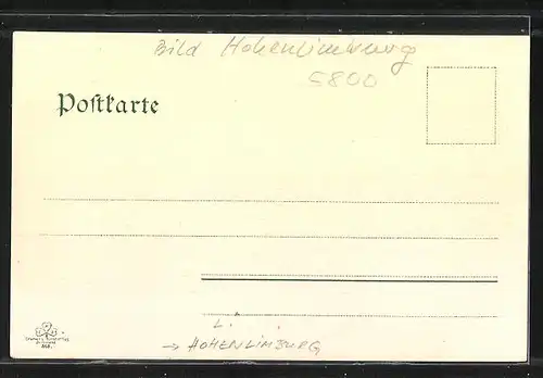 Lithographie Hohenlimburg / Westfalen, Teilansicht, Ortspartie mit Eisenbahn, Westfalenlied