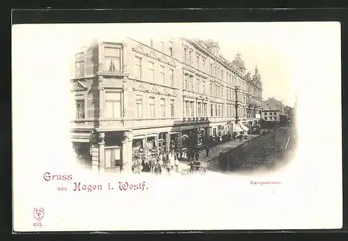 AK Hagen i. Westf., Kampstrasse mit Geschäften