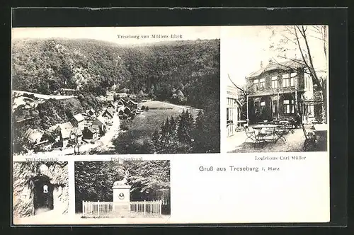 AK Treseburg i. Harz, Logierhaus Carl Müller, Treseburg von Müllers Blick, Wilhelmsblick