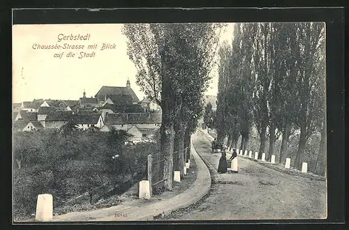 AK Gerbstedt, Chaussée-Strasse mit Blick auf die Stadt