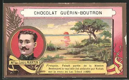 Sammelbild Chocolat Guérin-Boutron, Portrait Mal. des Logis Martin, Lac Tchad