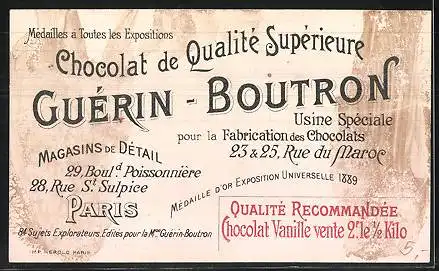 Sammelbild Chocolat Guérin-Boutron, Portrait Mal. des Logis Martin, Lac Tchad