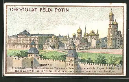 Sammelbild Chocolat Félix Potin, Moscou, le Kremlin, ancienne résidence des Tsars