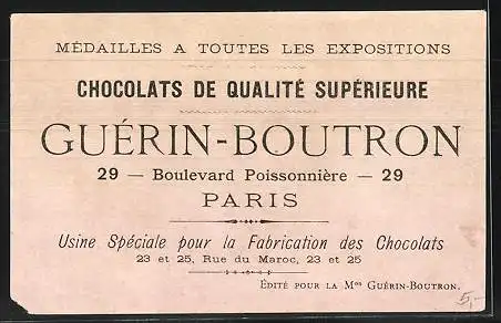 Sammelbild Chocolat Guérin-Boutron, Dix de Tréfle, Prospérité et Fortune, KKreuz-Karte, Mädchen auf einem Pony