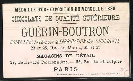 Sammelbild Chocolat Guérin-Boutron, Complétement, Kinderpaar feiert mit Wein, afrikanische Buben als Diener