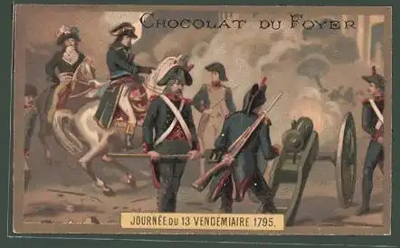 Sammelbild Chocolat du Foyer, Journée du 13 Vendémarie 1795, Soldaten mit Kanone