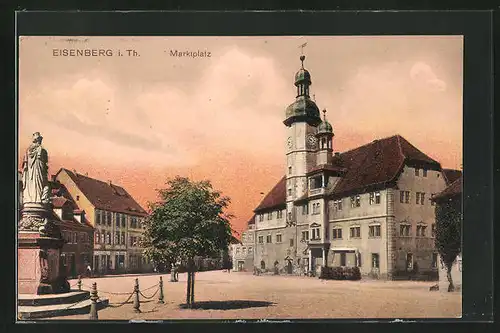 AK Eisenberg i. Thür., Blick auf den Marktplatz