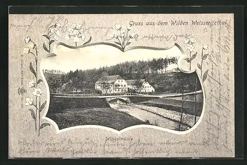 AK Dorfhain, Blick auf die Winkelmühle im Weisseritzthal