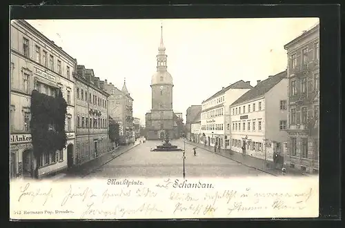 AK Schandau, Marktplatz mit Hotel zum Anker