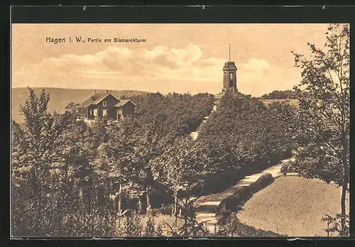 AK Hagen i. W., Partie am Bismarckturm