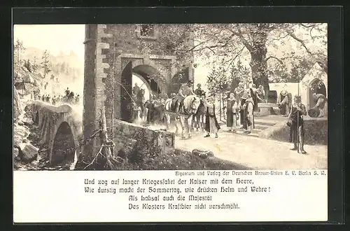 Künstler-AK Zeno Diemer: Kaiser mit Gefolgschaft reitet durch Tor