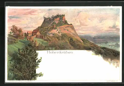 Künstler-AK Carl Biese: Hohenkrähen, Blick nach der Burg