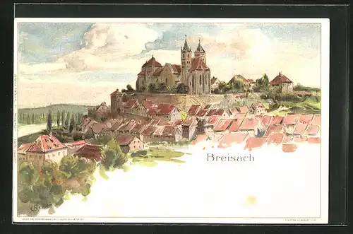 Künstler-AK Carl Biese: Breisach, Teilansicht mit Schloss