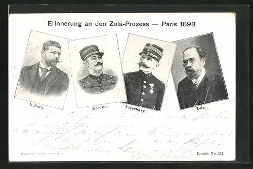 AK Paris, Erinnerung an den Zola-Prozess 1898, Dreyfus-Affäre, Synagoge