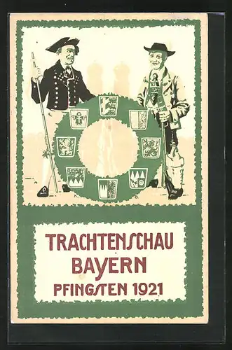 Künstler-AK München, Trachtenschau Bayern, Pfingsten 1921