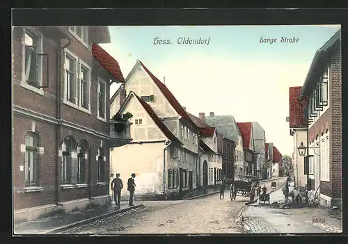 AK Hess. Oldendorf, Langestrasse mit Gebäudezeile