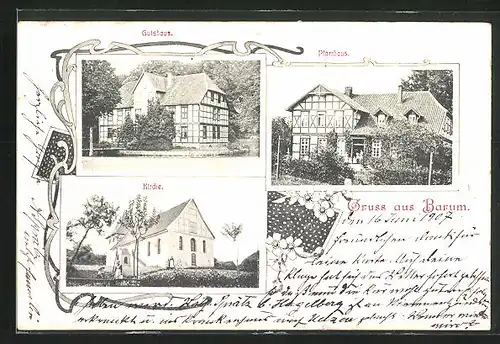 AK Barum, Gutshaus, Pfarrhaus, Kirche