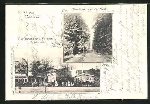 AK Vossloch, Restaurant und Pension Pohlmann, Chaussee durch den Wald