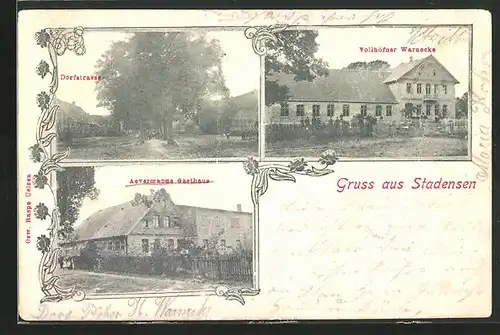 AK Stadensen, Gasthaus Aevermann, Vollhöfner Warnecke, Ortspartie