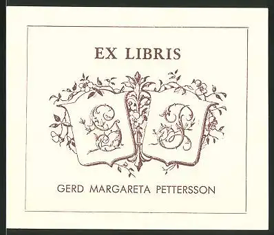 Exlibris Gerd Margareta Pettersson, Initialen GP mit Wappen