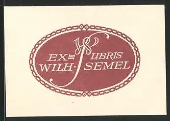 Exlibris Wilh. Semel, Wappen mit Initiale W