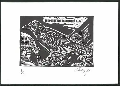 Exlibris Dr. Barkonde-Bela, Vogel