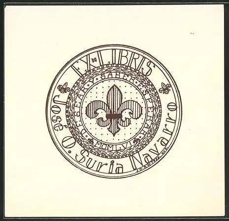 Exlibris Suria Navarro, Wappen mit Florentiner Lilie