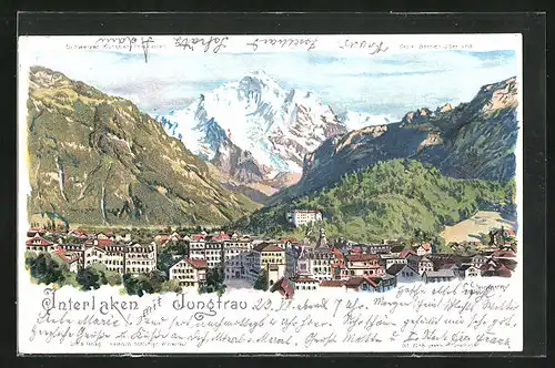 Künstler-AK C. Steinmann Nr. 2138: Interlaken mit Jungfrau