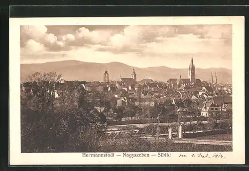 AK Hermannstadt / Nagyszeben, Panoramablick auf die Stadt