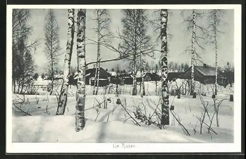 AK Lje Tjusan, Dorf im Winter