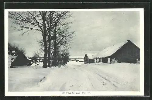 AK Pixtern, Dorfstrasse im Winter
