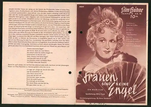 Filmprogramm FB Nr. 15, Frauen sind keine Engel, Marthe Harell, Axel von Ambesser, Curd Jürgens, Regie Geza v. Cziffra